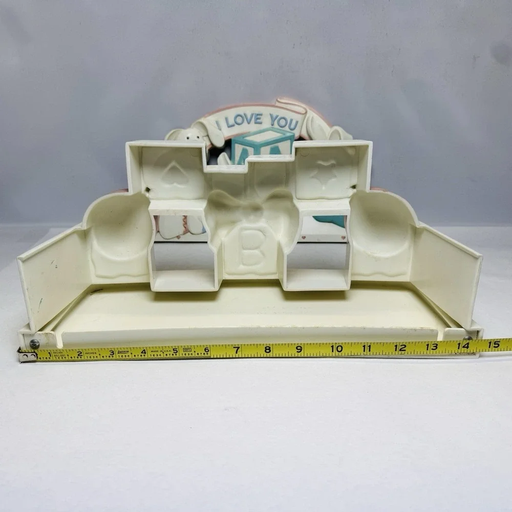 Vintage Homco Wall Hanging Mirror and Shelf Set I Love You Bunnies Balloons 7613